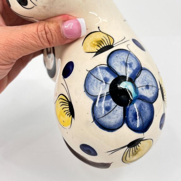 Tonala Cat Mexico Hand Painted Resting Cat Ceramic Figure - Picture 2 of 11